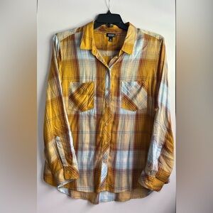 A.N.A Long Sleeve Plaid Blouse for Womens